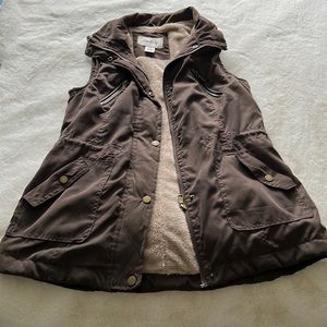 Faux fur and leather vest